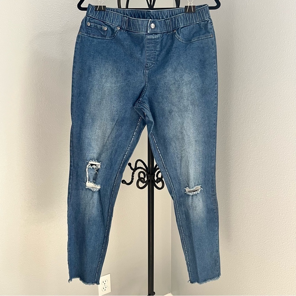 Ripped Knee Denim Leggings - Picture 2 of 13